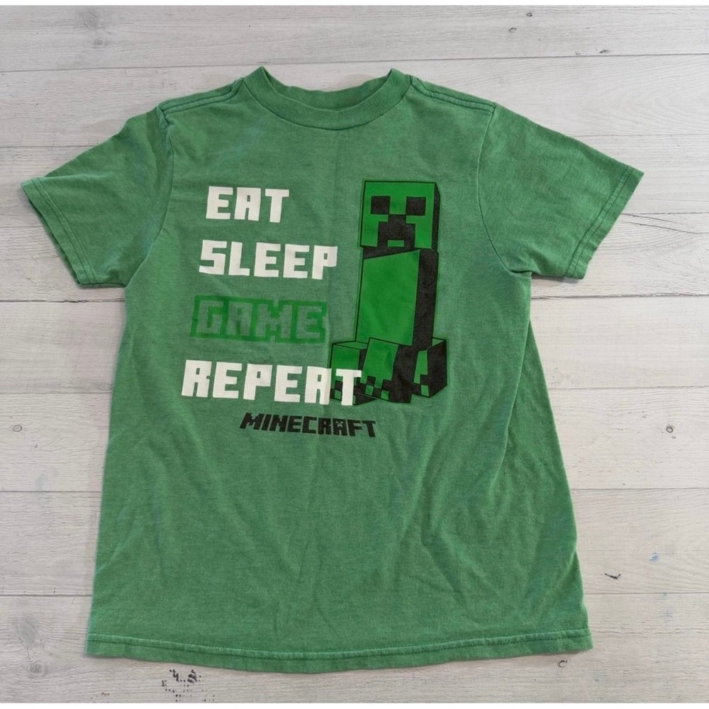 Minecraft‎ kids eat sleep game repeat shirt youth small